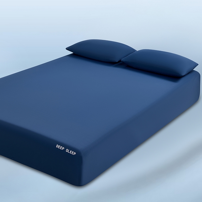 91家纺网 家纺一手货源 找家纺 三盛源 2026新款锦氨凉感床笠单件夏季冰丝床垫套床罩席梦思保护罩凉感丝滑 深邃蓝