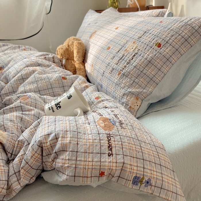 91家纺网 家纺一手货源 找家纺 贝扬思家纺 2026新款高品质A类泡芙纱普通款四件套-110g-(软软糯糯小红书推荐~) 四季狗