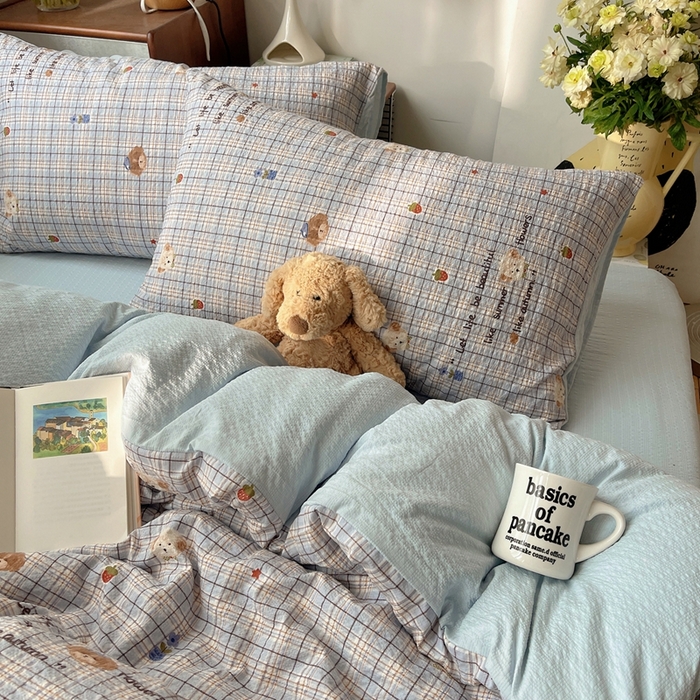 91家纺网 家纺一手货源 找家纺 贝扬思家纺 2026新款高品质A类泡芙纱普通款四件套-110g-(软软糯糯小红书推荐~) 四季狗