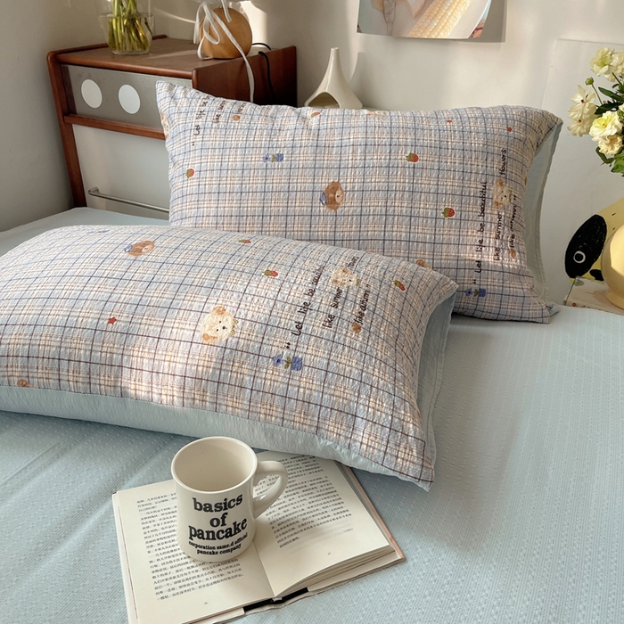 91家纺网 家纺一手货源 找家纺 贝扬思家纺 2026新款高品质A类泡芙纱普通款四件套-110g-(软软糯糯小红书推荐~) 四季狗