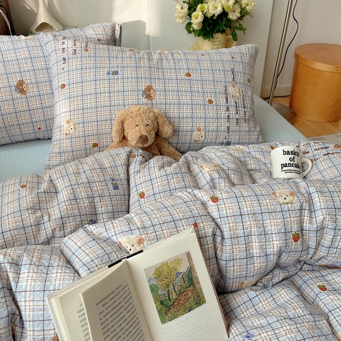 91家纺网 家纺一手货源 找家纺 贝扬思家纺 2026新款高品质A类泡芙纱普通款四件套-110g-(软软糯糯小红书推荐~) 四季狗