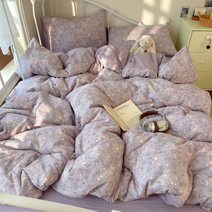 91家纺网 家纺一手货源 找家纺 贝扬思家纺 2026新款高品质A类泡芙纱普通款四件套-110g-(软软糯糯小红书推荐~) 松间茶事