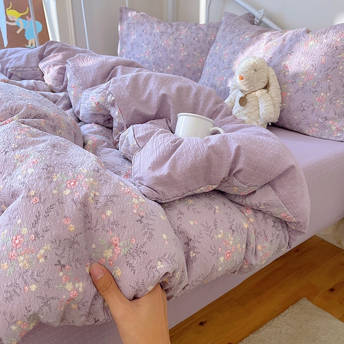 91家纺网 家纺一手货源 找家纺 贝扬思家纺 2026新款高品质A类泡芙纱普通款四件套-110g-(软软糯糯小红书推荐~) 松间茶事