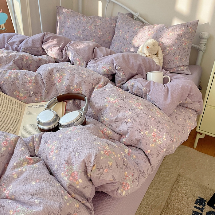 91家纺网 家纺一手货源 找家纺 贝扬思家纺 2026新款高品质A类泡芙纱普通款四件套-110g-(软软糯糯小红书推荐~) 松间茶事