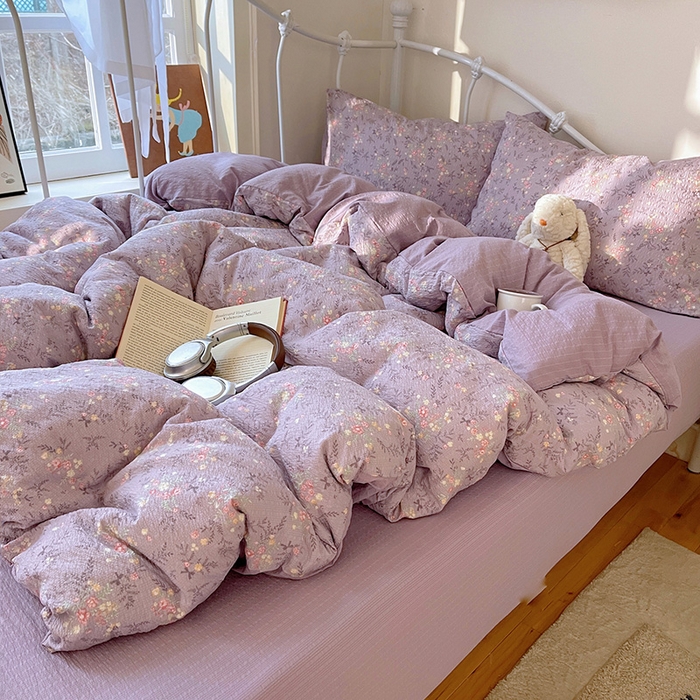 91家纺网 家纺一手货源 找家纺 贝扬思家纺 2026新款高品质A类泡芙纱普通款四件套-110g-(软软糯糯小红书推荐~) 松间茶事