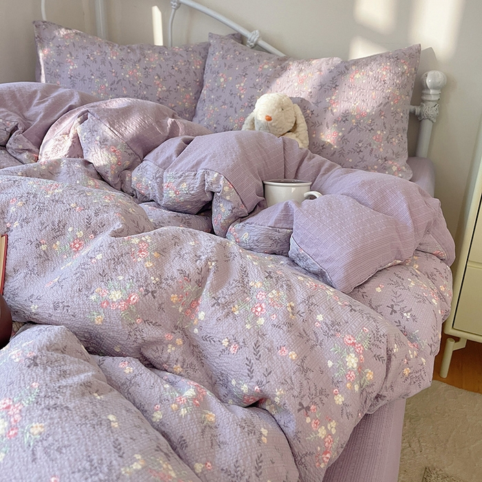 91家纺网 家纺一手货源 找家纺 贝扬思家纺 2026新款高品质A类泡芙纱普通款四件套-110g-(软软糯糯小红书推荐~) 松间茶事