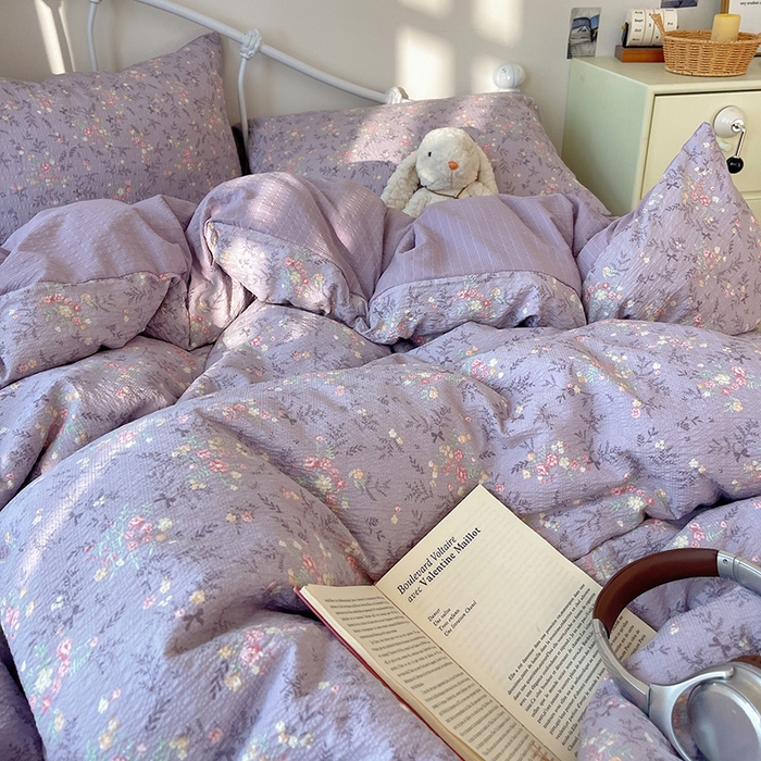 91家纺网 家纺一手货源 找家纺 贝扬思家纺 2026新款高品质A类泡芙纱普通款四件套-110g-(软软糯糯小红书推荐~) 松间茶事