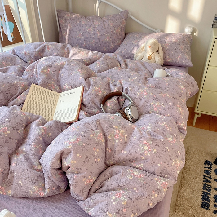 91家纺网 家纺一手货源 找家纺 贝扬思家纺 2026新款高品质A类泡芙纱普通款四件套-110g-(软软糯糯小红书推荐~) 松间茶事