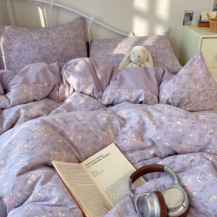 91家纺网 家纺一手货源 找家纺 贝扬思家纺 2026新款高品质A类泡芙纱普通款四件套-110g-(软软糯糯小红书推荐~) 松间茶事