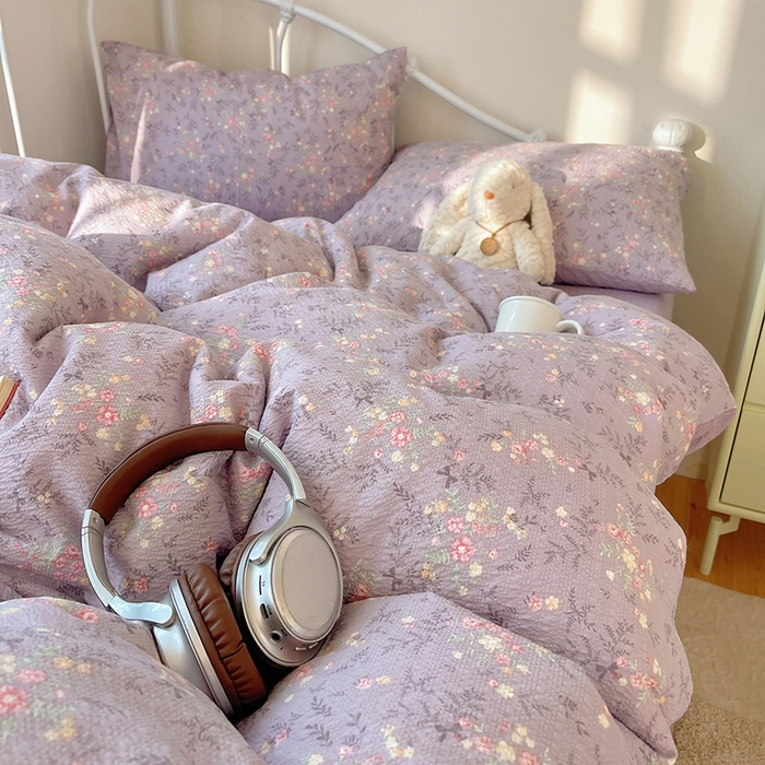 91家纺网 家纺一手货源 找家纺 贝扬思家纺 2026新款高品质A类泡芙纱普通款四件套-110g-(软软糯糯小红书推荐~) 松间茶事