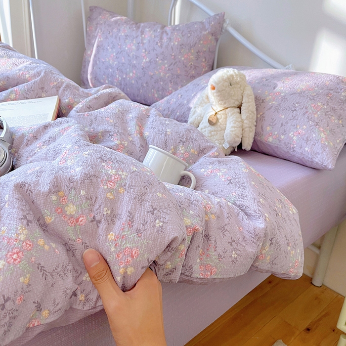 91家纺网 家纺一手货源 找家纺 贝扬思家纺 2026新款高品质A类泡芙纱普通款四件套-110g-(软软糯糯小红书推荐~) 松间茶事