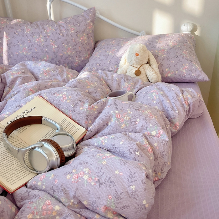 91家纺网 家纺一手货源 找家纺 贝扬思家纺 2026新款高品质A类泡芙纱普通款四件套-110g-(软软糯糯小红书推荐~) 松间茶事