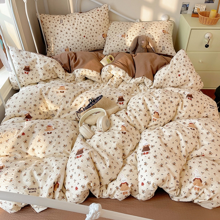 91家纺网 家纺一手货源 找家纺 贝扬思家纺 2026新款高品质A类泡芙纱普通款四件套-110g-(软软糯糯小红书推荐~) 田园兔