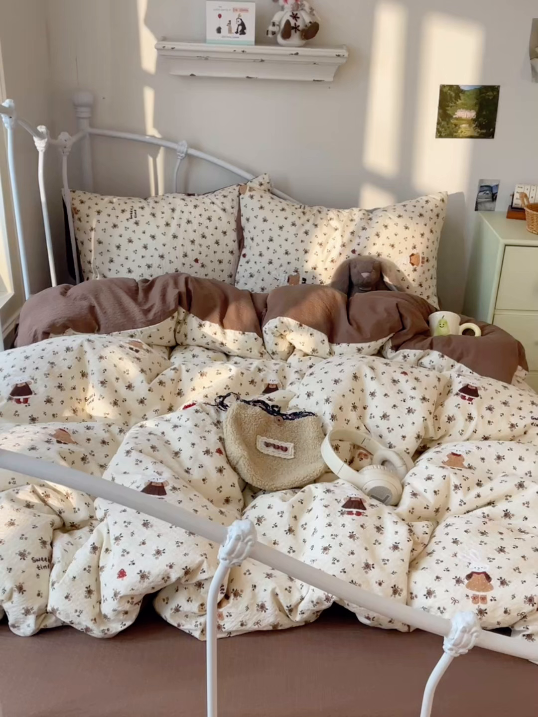 91家纺网 家纺一手货源 找家纺 贝扬思家纺 2026新款高品质A类泡芙纱普通款四件套-110g-(软软糯糯小红书推荐~) 田园兔