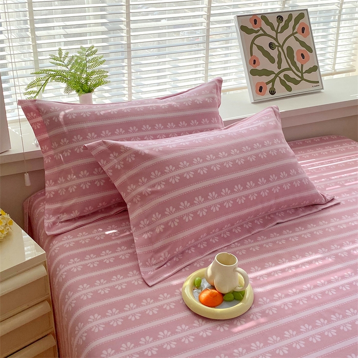 凯磊家纺 2026春夏新款原棉老粗布单枕套 枕套单件 甜纹悠居-粉