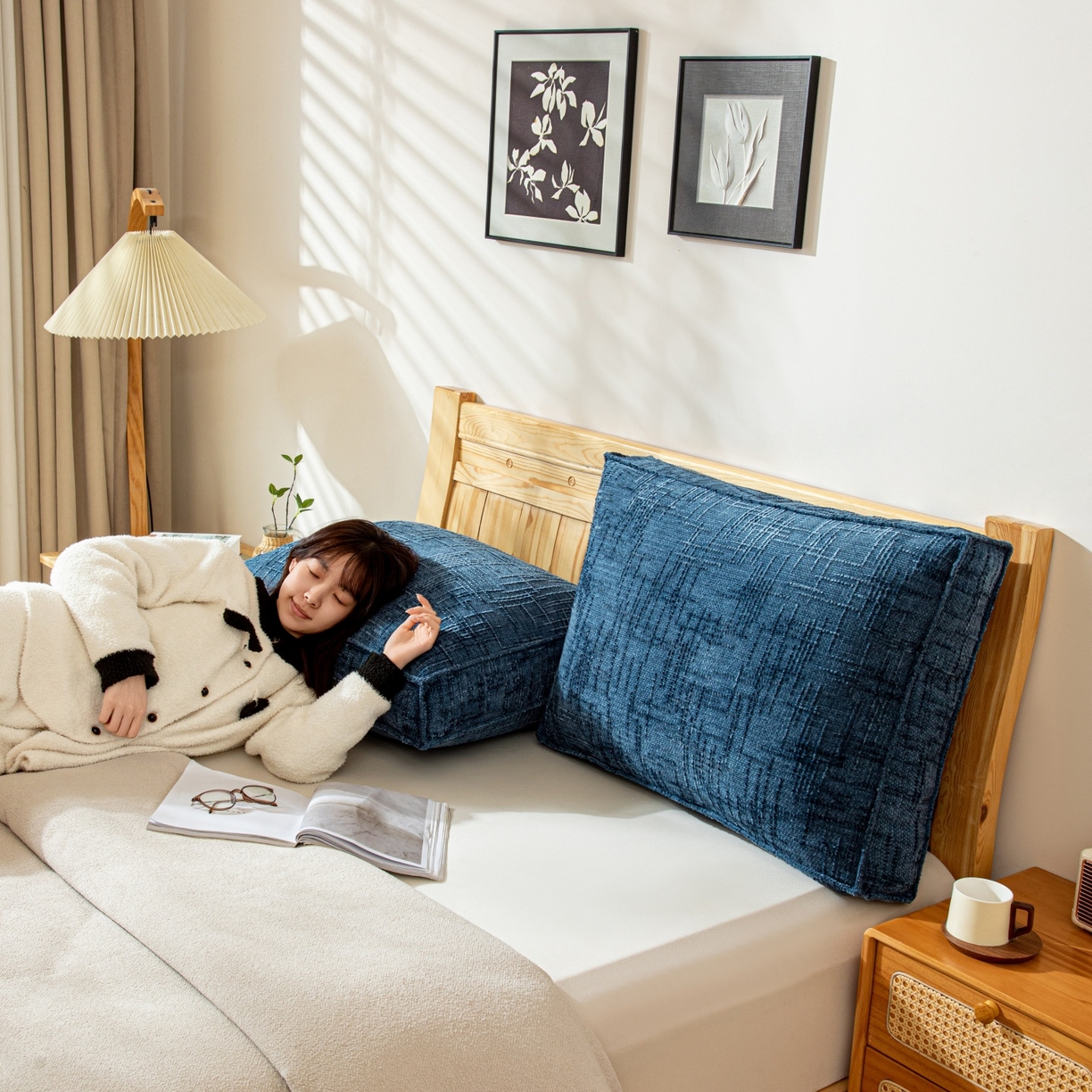 91家纺网 家纺一手货源 找家纺 （总）沐沐家纺 2026新款葵花绒立体面包枕靠背靠垫