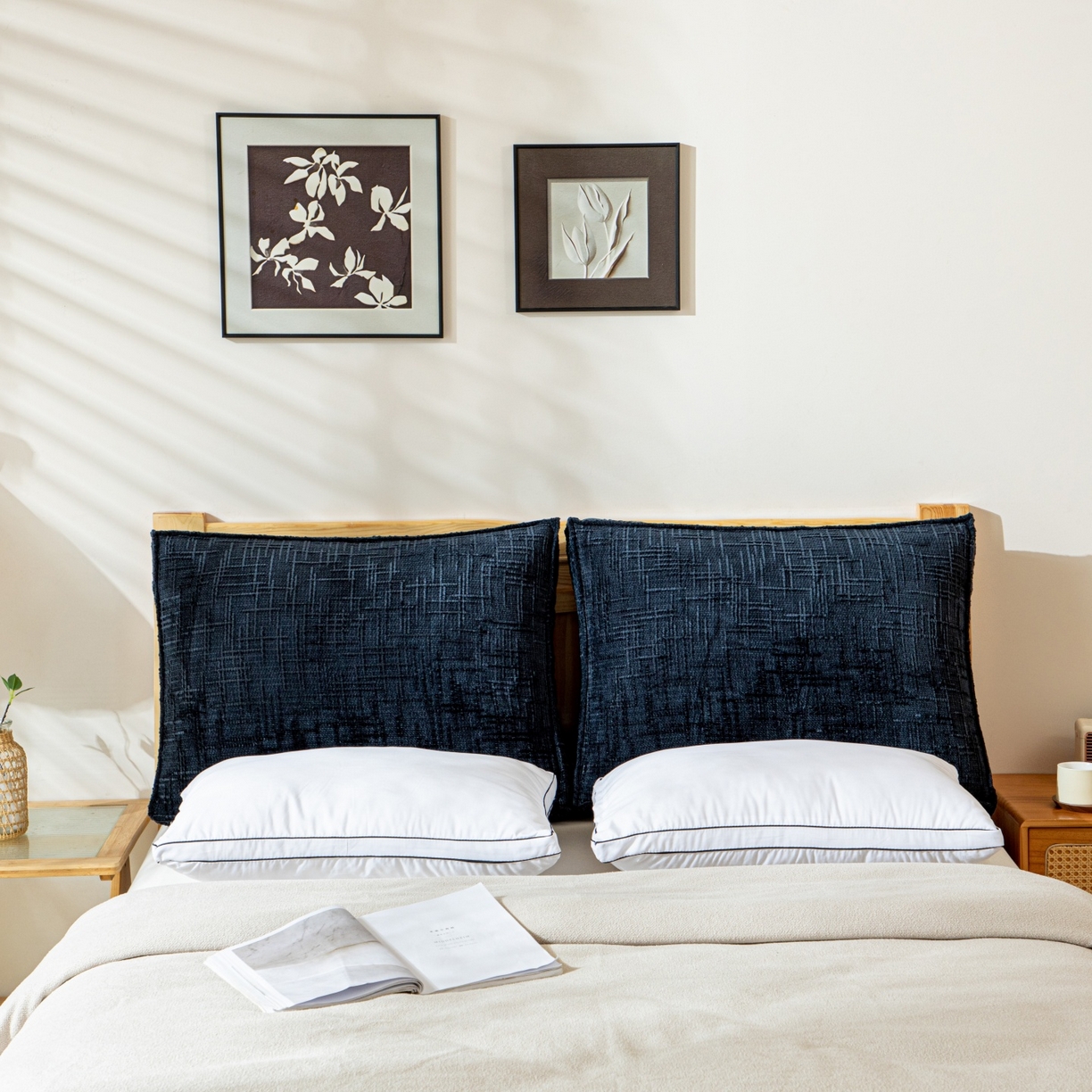 91家纺网 家纺一手货源 找家纺 沐沐家纺 2026新款葵花绒立体面包枕靠背靠垫 深蓝