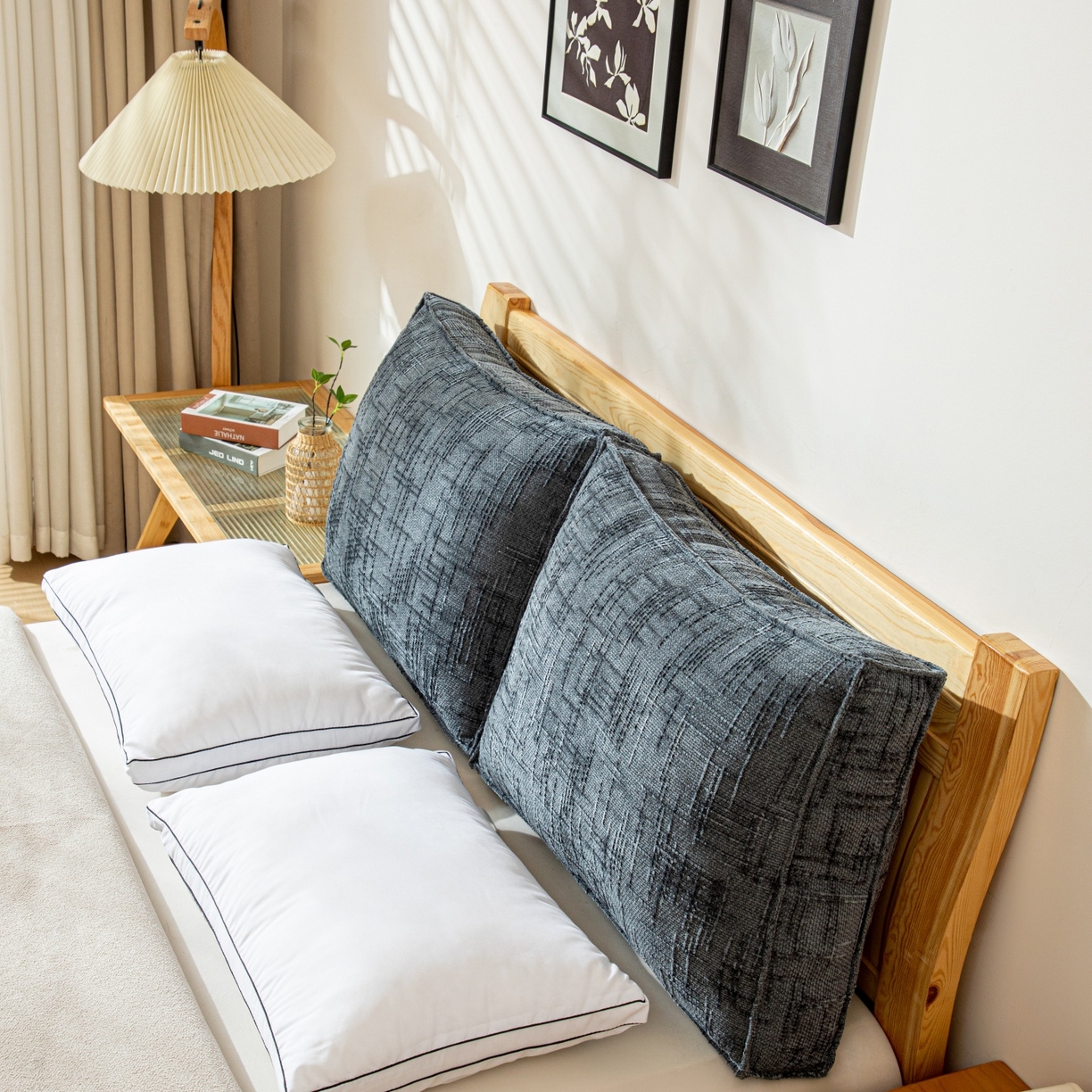 91家纺网 家纺一手货源 找家纺 沐沐家纺 2026新款葵花绒立体面包枕靠背靠垫 深灰