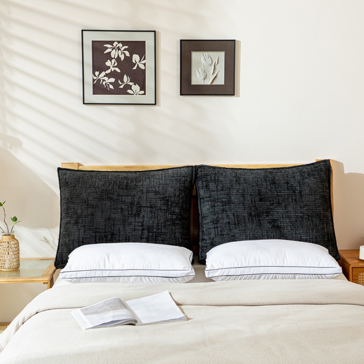 91家纺网 家纺一手货源 找家纺 沐沐家纺 2026新款葵花绒立体面包枕靠背靠垫 黑色