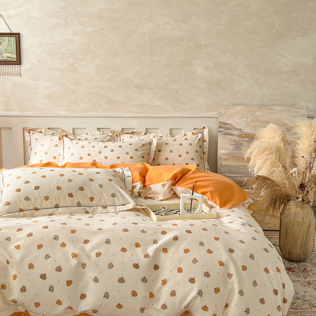 91家纺网 家纺一手货源 找家纺 简约家纺 2025新款全棉磨毛印花单品床单 贝贝南瓜-米