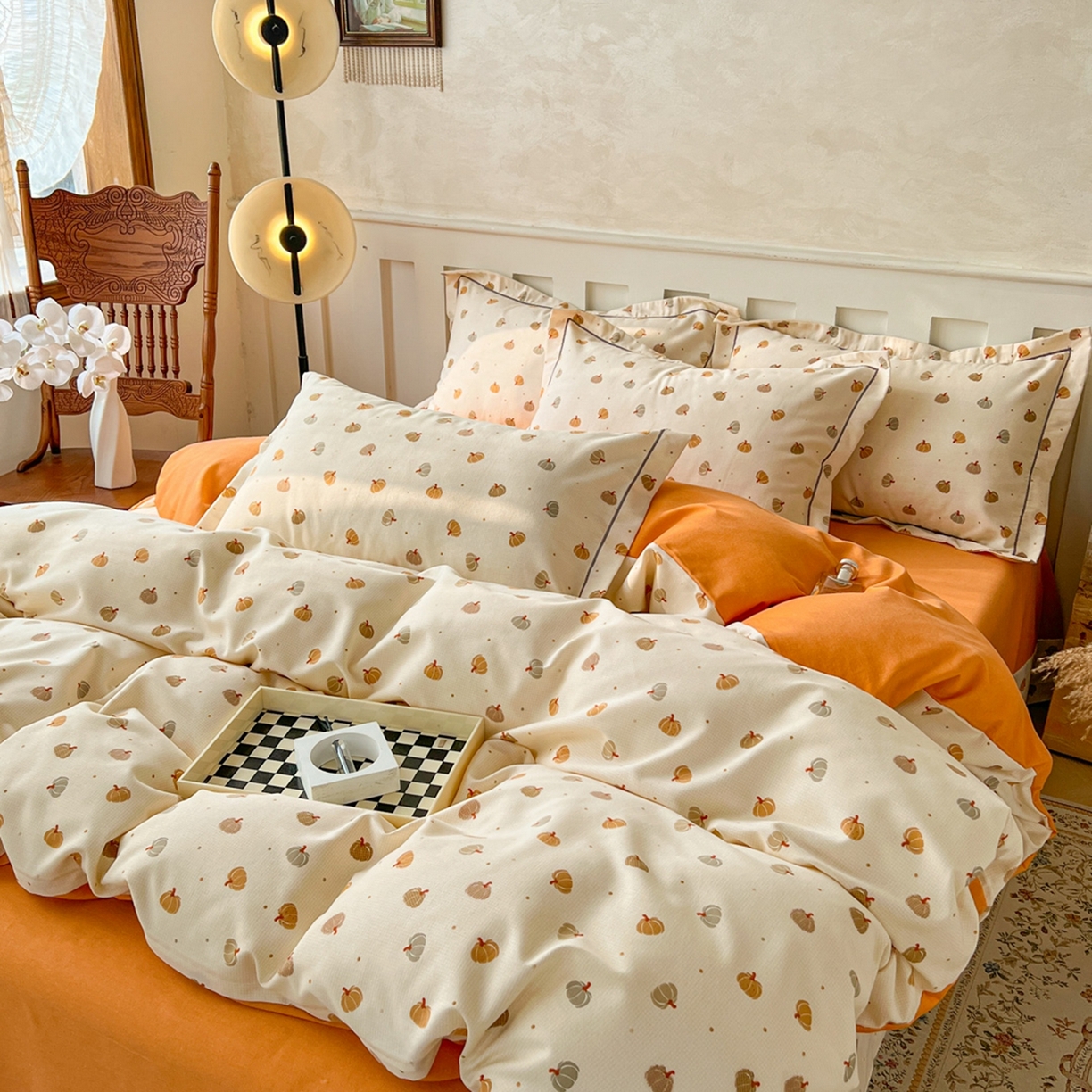 91家纺网 家纺一手货源 找家纺 简约家纺 2025新款全棉磨毛印花单品床单 贝贝南瓜-米