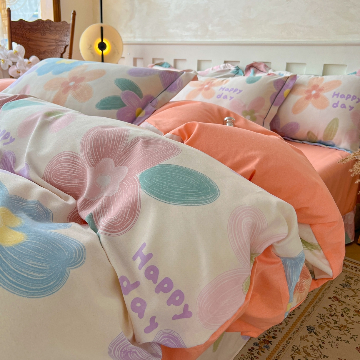 91家纺网 家纺一手货源 找家纺 简约家纺 2025新款全棉磨毛印花单品床单 洛城时光