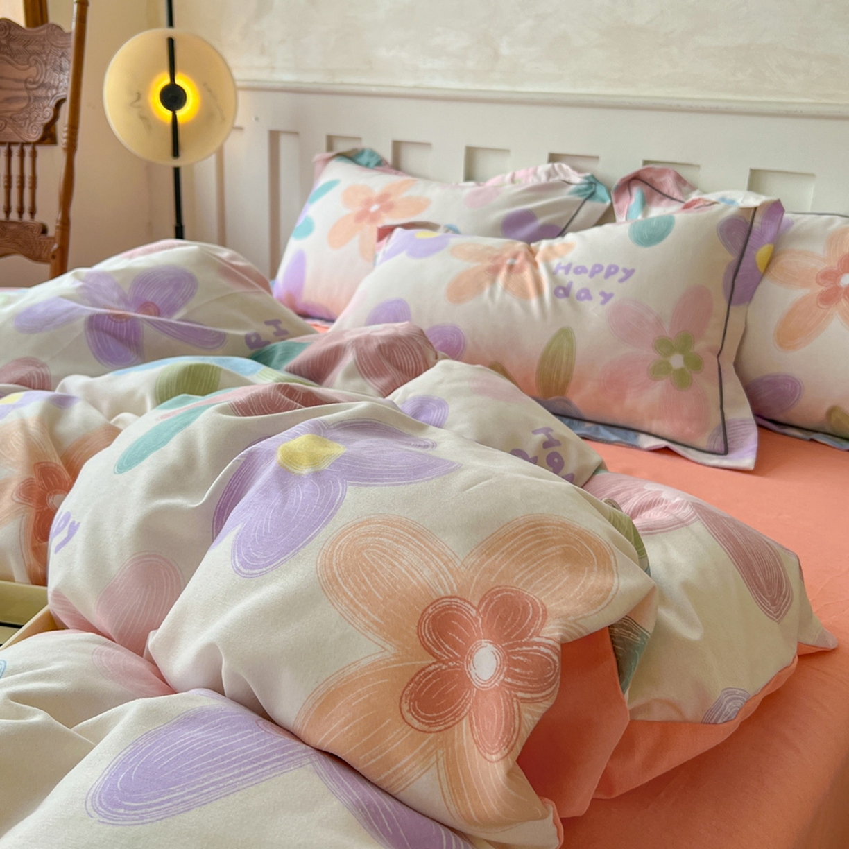 91家纺网 家纺一手货源 找家纺 简约家纺 2025新款全棉磨毛印花单品床单 洛城时光