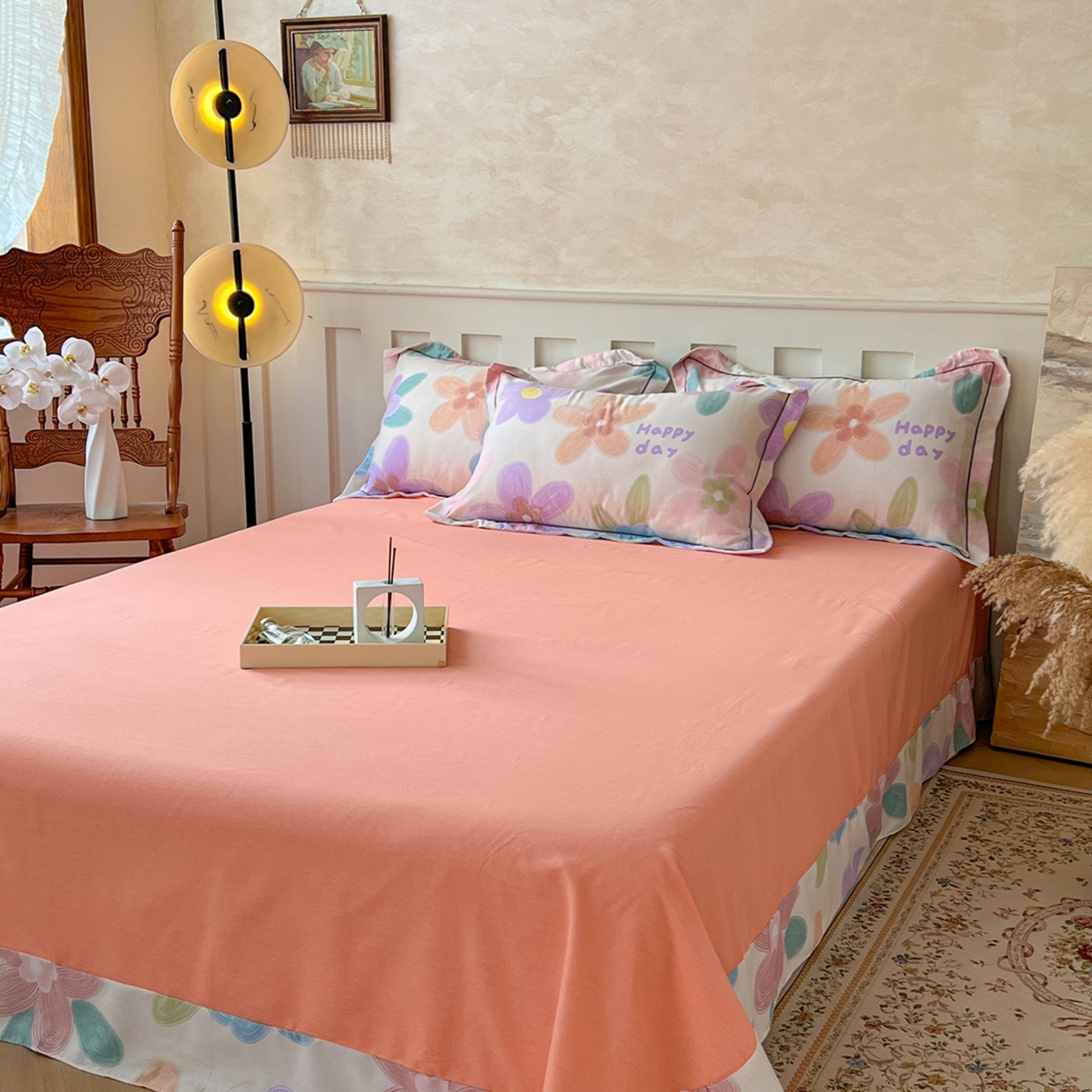 91家纺网 家纺一手货源 找家纺 简约家纺 2025新款全棉磨毛印花单品床单 洛城时光