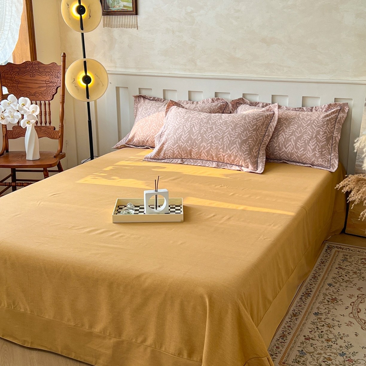 91家纺网 家纺一手货源 找家纺 简约家纺 2025新款全棉磨毛印花单品床单 暮光-咖