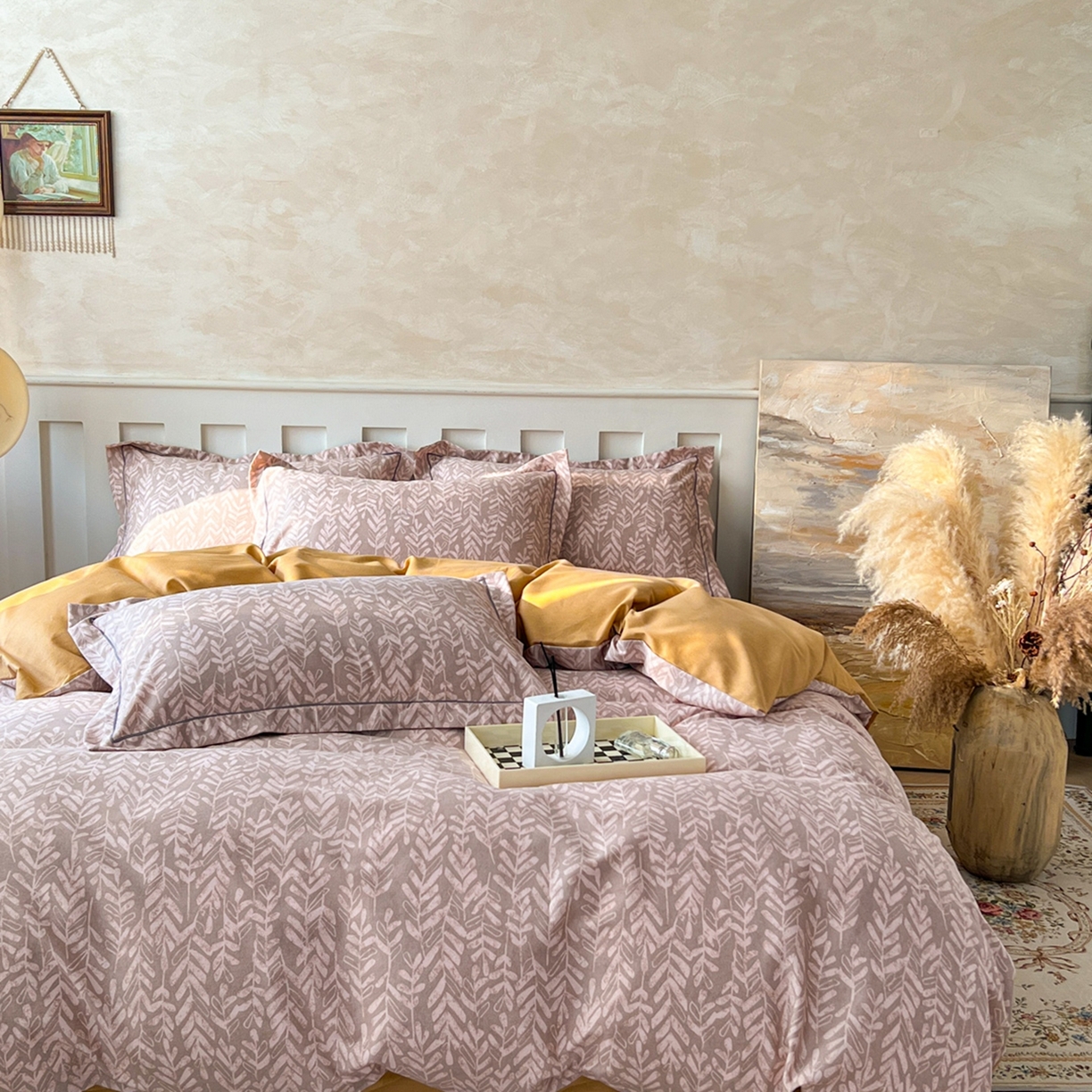 91家纺网 家纺一手货源 找家纺 简约家纺 2025新款全棉磨毛印花单品床单 暮光-咖