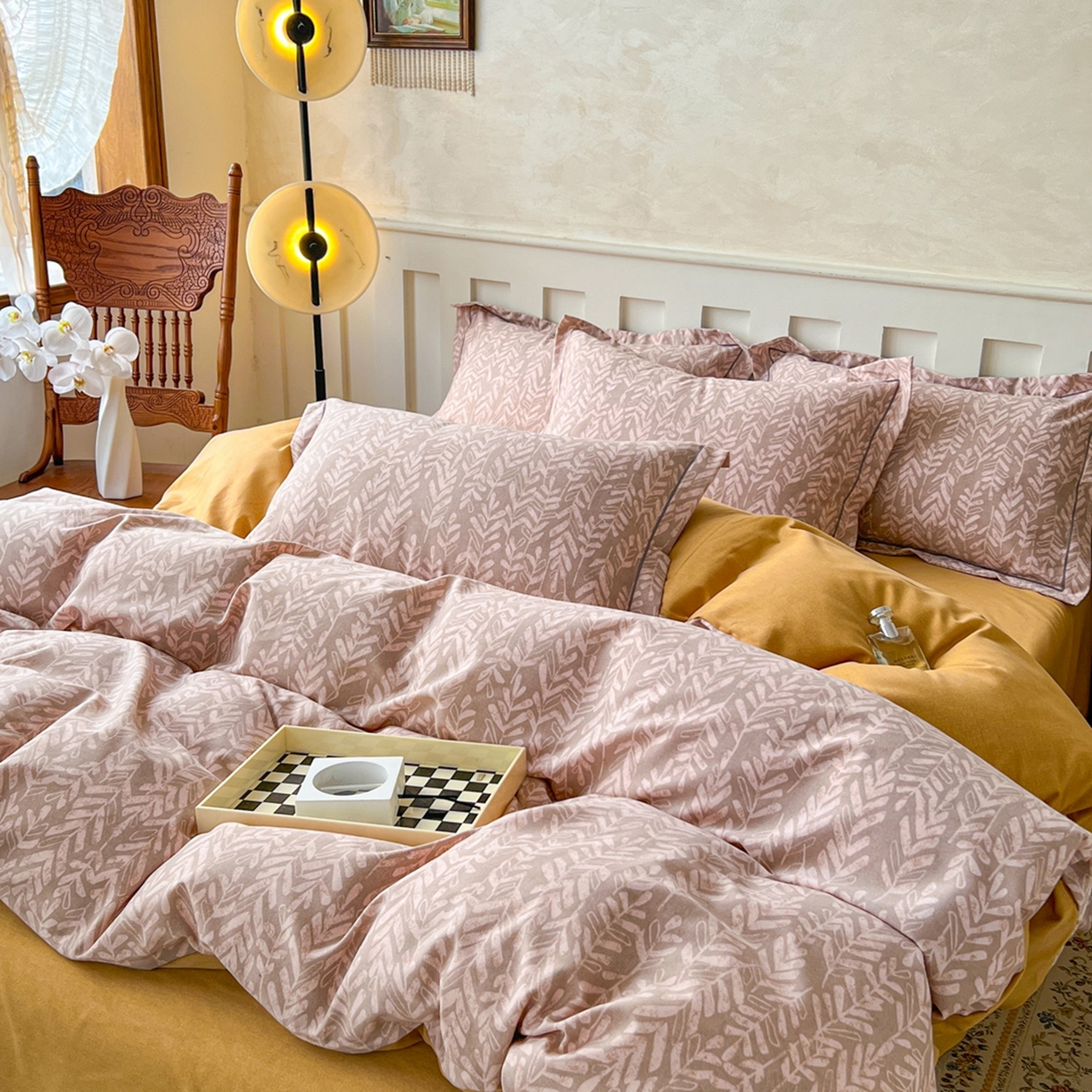 91家纺网 家纺一手货源 找家纺 简约家纺 2025新款全棉磨毛印花单品床单 暮光-咖