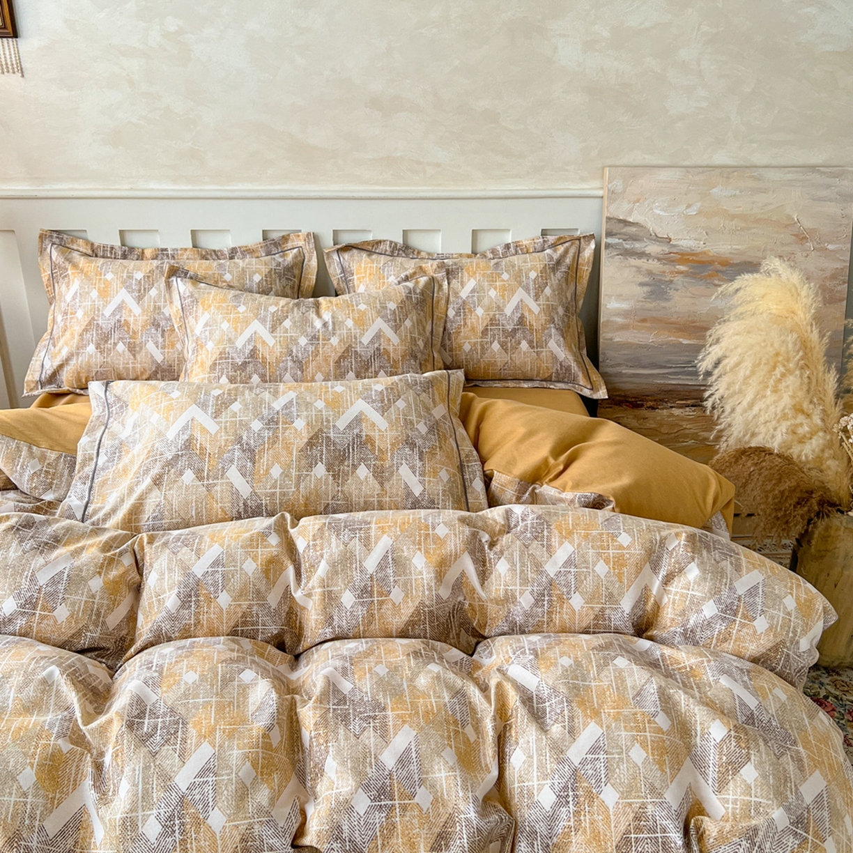 91家纺网 家纺一手货源 找家纺 简约家纺 2025新款全棉磨毛印花单品床单 妮可-咖