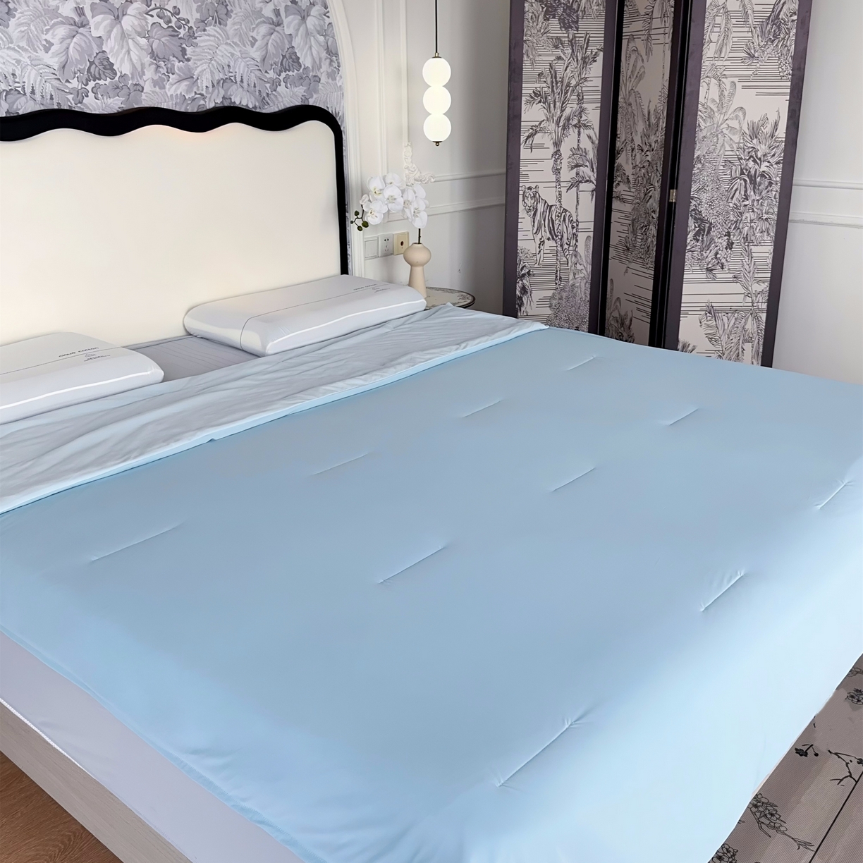 91家纺网 家纺一手货源 找家纺 兜米家居 2026新款星球同款质量夏季双感深睡被夏被夏凉被pro3.0 静水蓝