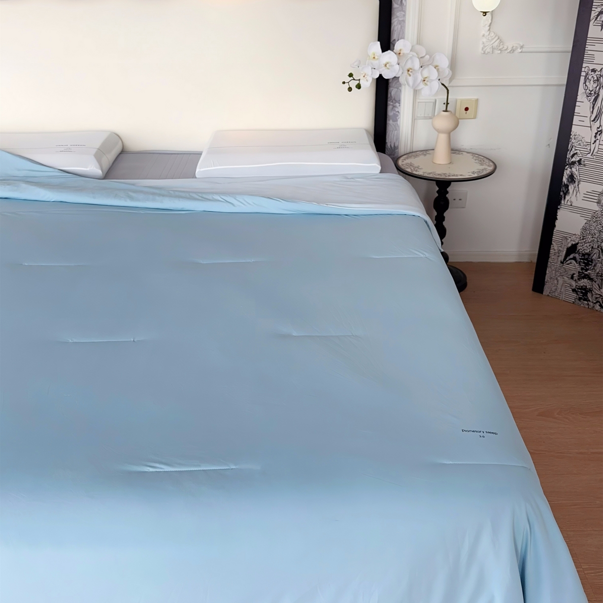 91家纺网 家纺一手货源 找家纺 兜米家居 2026新款星球同款质量夏季双感深睡被夏被夏凉被pro3.0 静水蓝