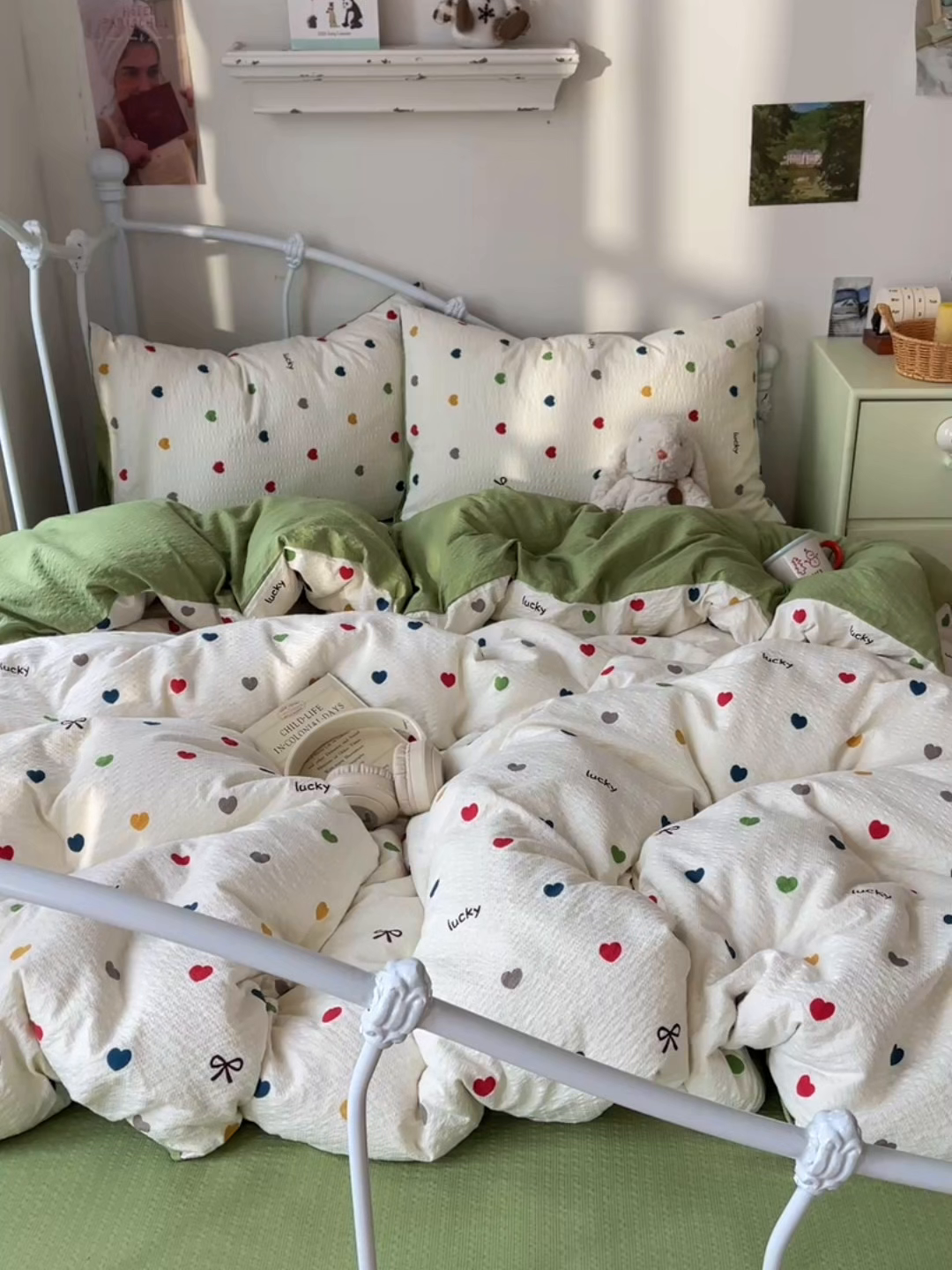 91家纺网 家纺一手货源 找家纺 贝扬思家纺 2026新款高品质A类泡芙纱普通款四件套-110g-(软软糯糯小红书推荐~) 微笑彩心