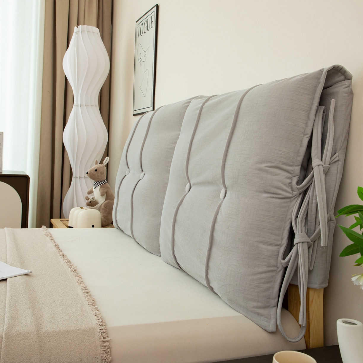 91家纺网 家纺一手货源 找家纺 沐沐家纺 2026新款外贸内销跨境电商德芙绒靠背 浅灰