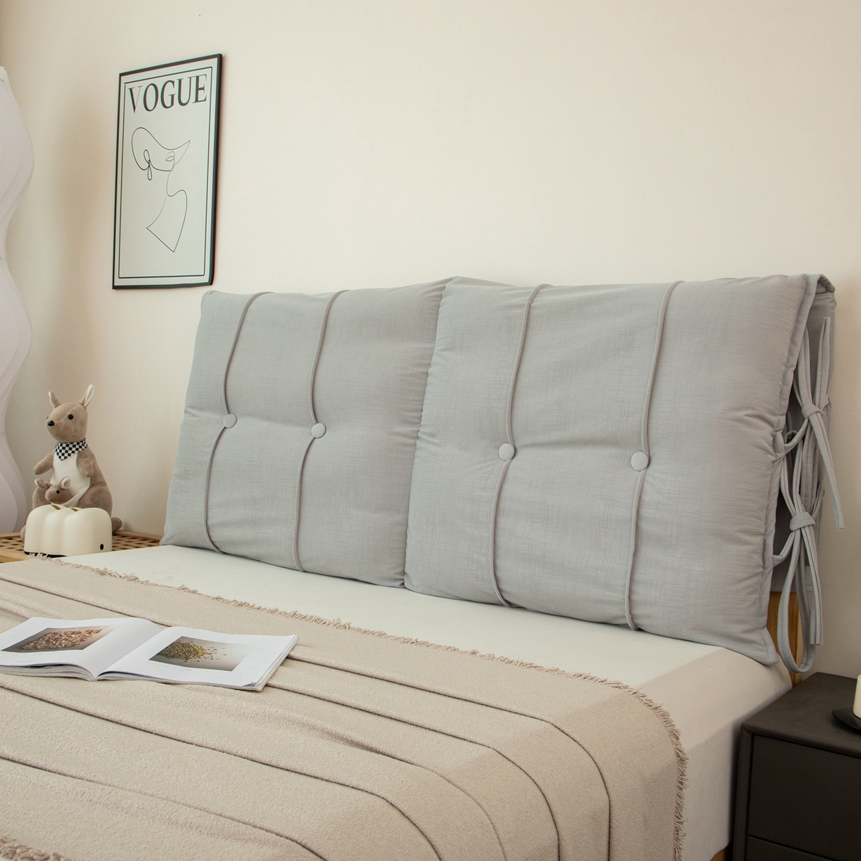 沐沐家纺 2026新款外贸内销跨境电商德芙绒靠背 浅灰