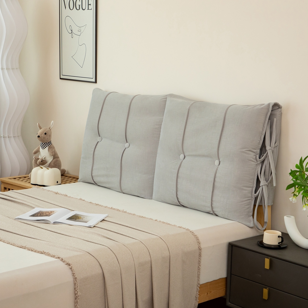 91家纺网 家纺一手货源 找家纺 沐沐家纺 2026新款外贸内销跨境电商德芙绒靠背 浅灰