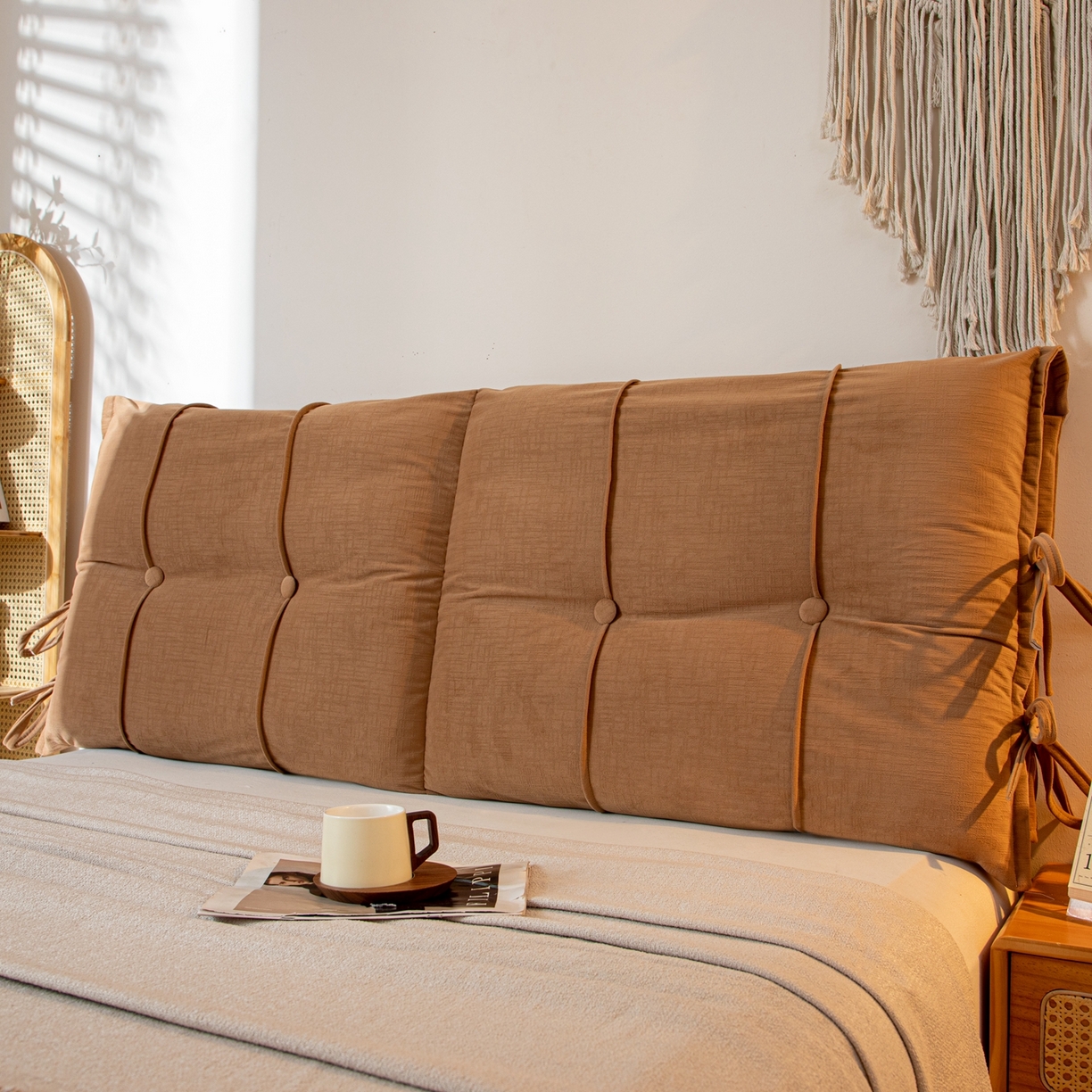 91家纺网 家纺一手货源 找家纺 沐沐家纺 2026新款外贸内销跨境电商德芙绒靠背 咖色