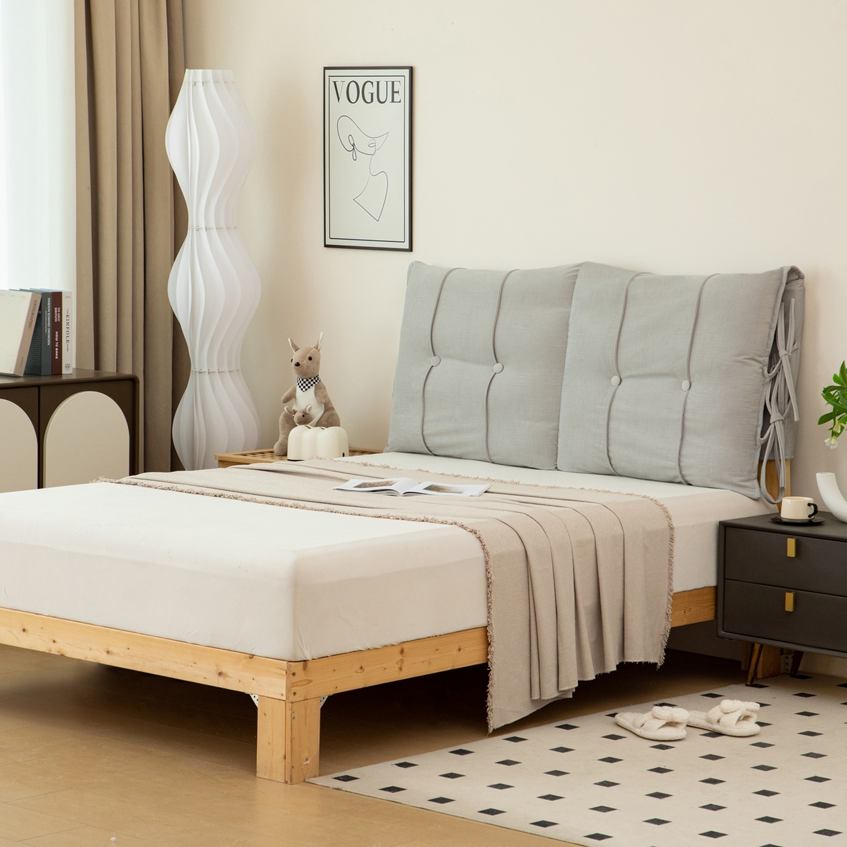 91家纺网 家纺一手货源 找家纺 沐沐家纺 2026新款外贸内销跨境电商德芙绒靠背 浅灰