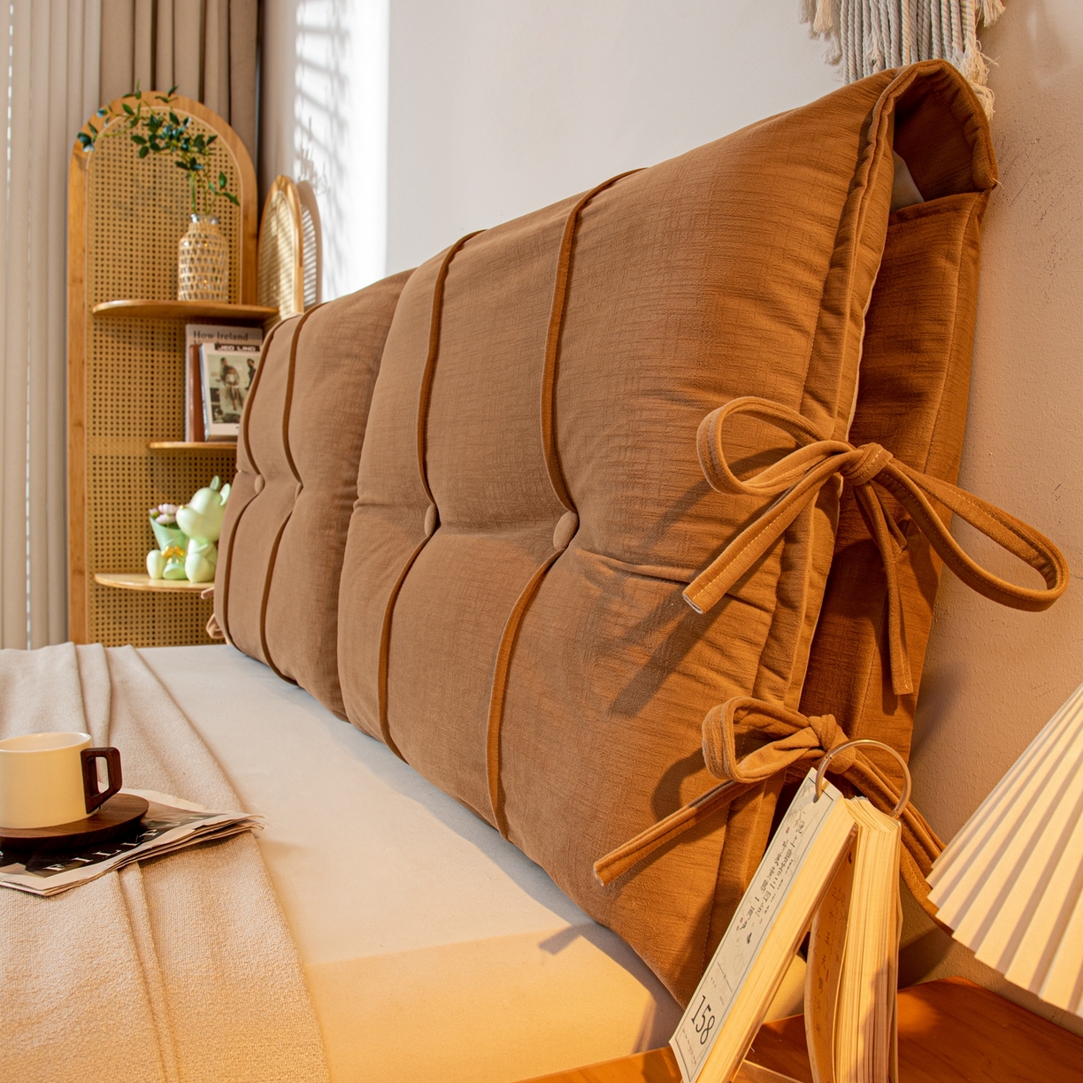 91家纺网 家纺一手货源 找家纺 沐沐家纺 2026新款外贸内销跨境电商德芙绒靠背 咖色