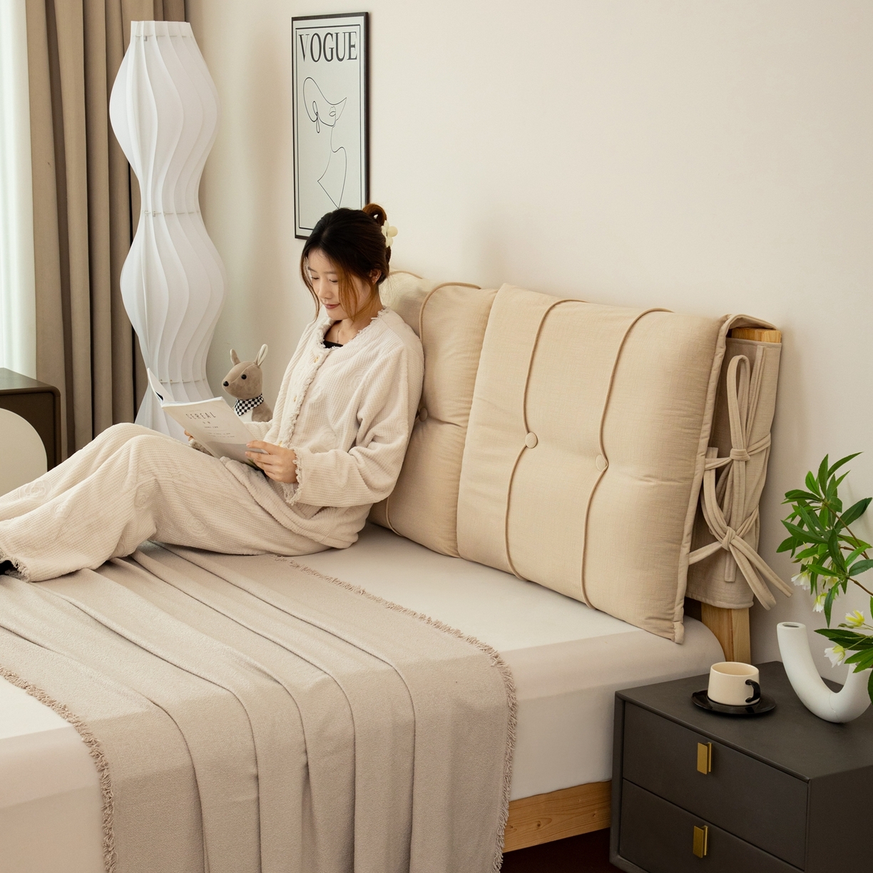 91家纺网 家纺一手货源 找家纺 沐沐家纺 2026新款外贸内销跨境电商德芙绒靠背 米白