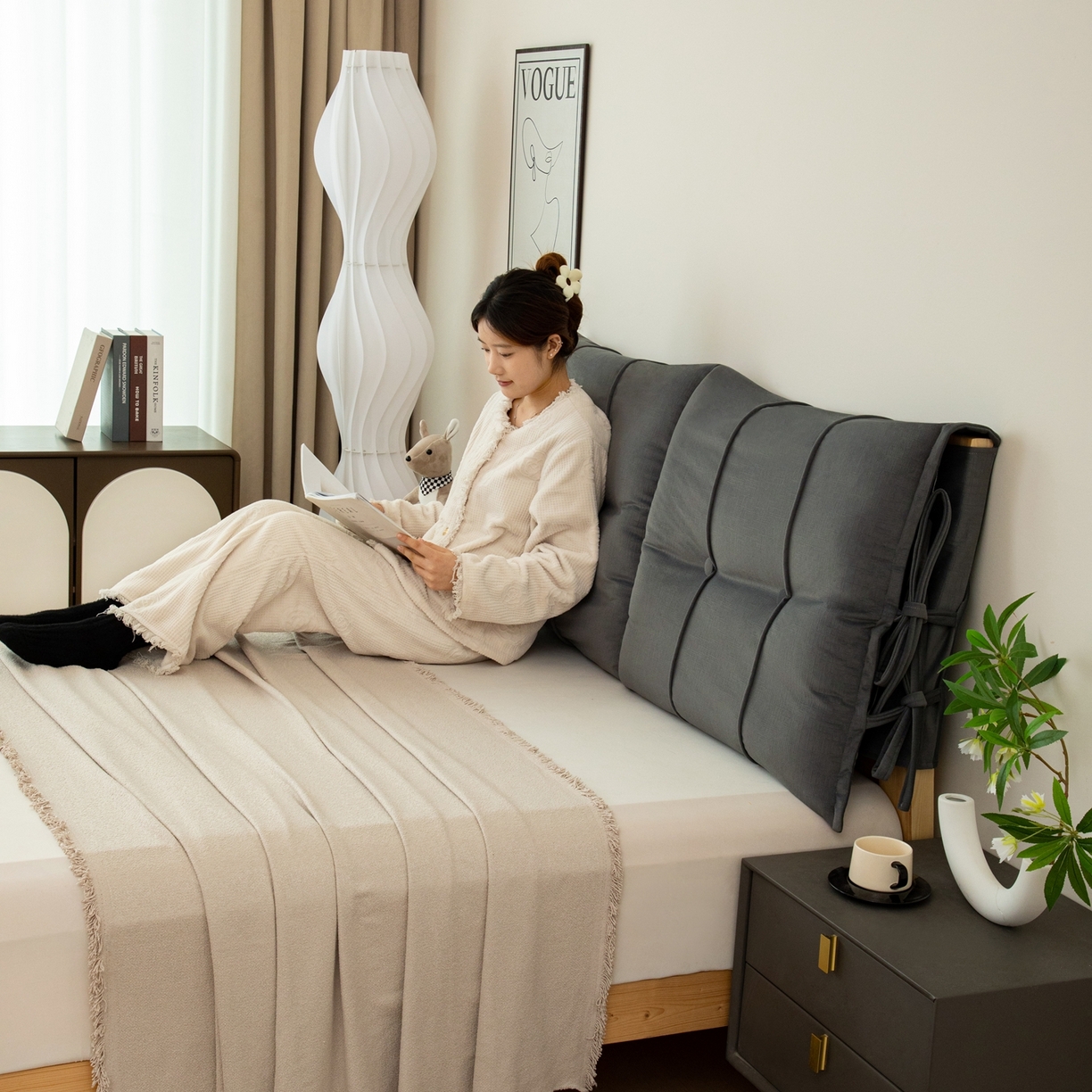 91家纺网 家纺一手货源 找家纺 沐沐家纺 2026新款外贸内销跨境电商德芙绒靠背 深灰