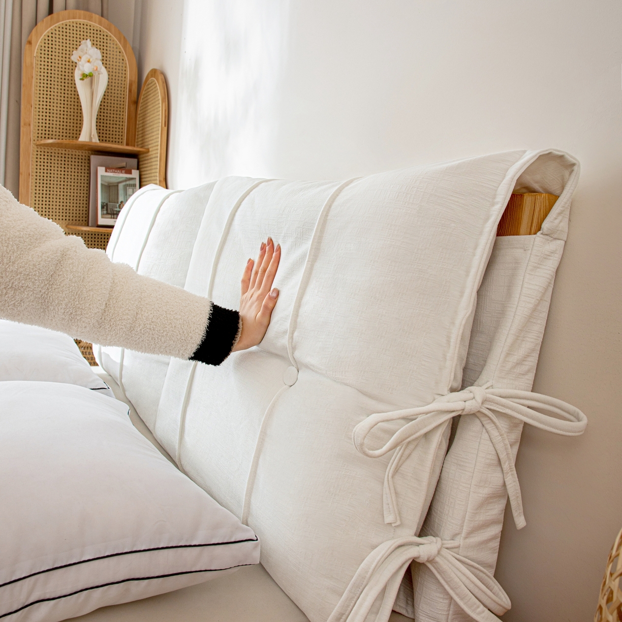 91家纺网 家纺一手货源 找家纺 沐沐家纺 2026新款外贸内销跨境电商德芙绒靠背 鹅暖白