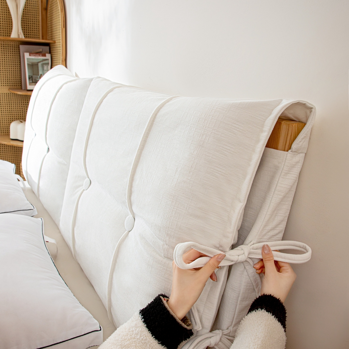 91家纺网 家纺一手货源 找家纺 沐沐家纺 2026新款外贸内销跨境电商德芙绒靠背 鹅暖白