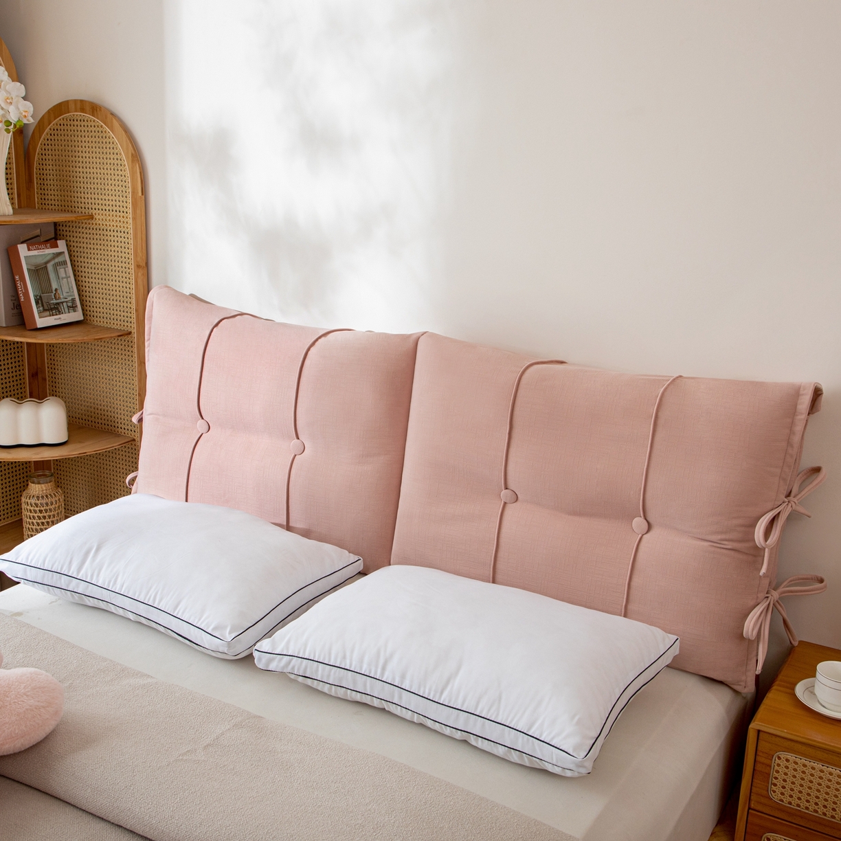 91家纺网 家纺一手货源 找家纺 沐沐家纺 2026新款外贸内销跨境电商德芙绒靠背 胭脂粉