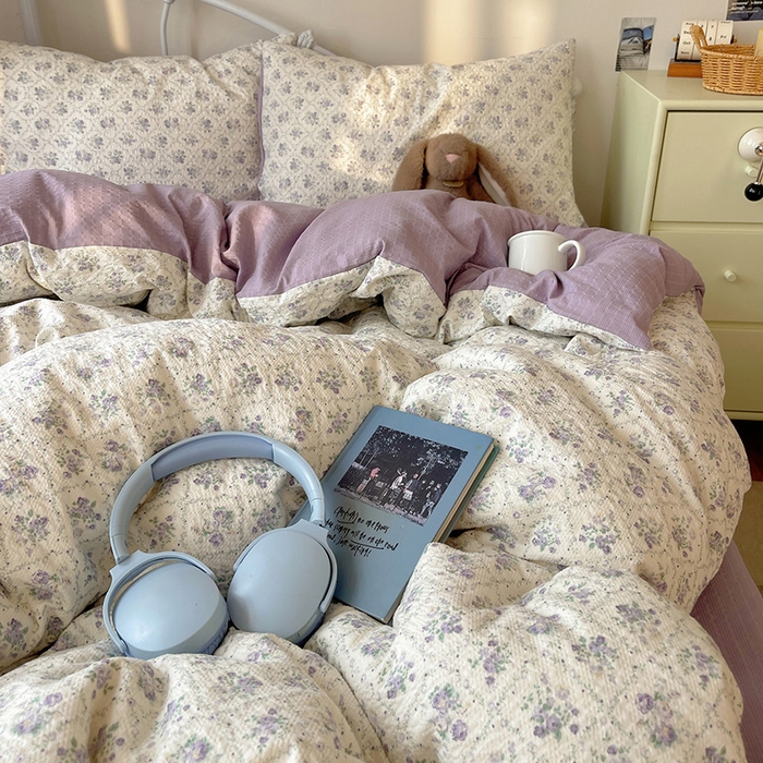 91家纺网 家纺一手货源 找家纺 贝扬思家纺 2026新款高品质A类泡芙纱普通款四件套-110g-(软软糯糯小红书推荐~) 雾屿蔷薇