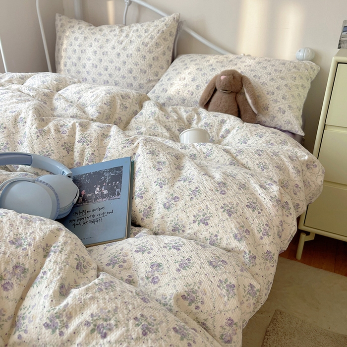 91家纺网 家纺一手货源 找家纺 贝扬思家纺 2026新款高品质A类泡芙纱普通款四件套-110g-(软软糯糯小红书推荐~) 雾屿蔷薇