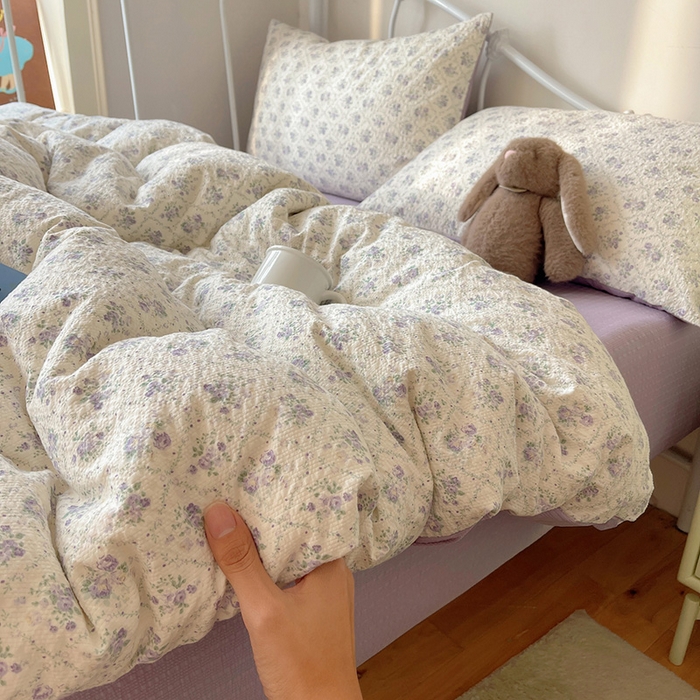 91家纺网 家纺一手货源 找家纺 贝扬思家纺 2026新款高品质A类泡芙纱普通款四件套-110g-(软软糯糯小红书推荐~) 雾屿蔷薇