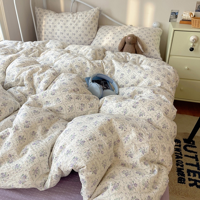 91家纺网 家纺一手货源 找家纺 贝扬思家纺 2026新款高品质A类泡芙纱普通款四件套-110g-(软软糯糯小红书推荐~) 雾屿蔷薇